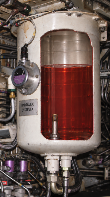 Boeing 737 hydraulic system A reservoir in the main wheel well